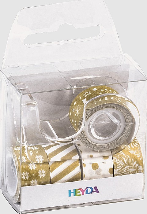 KP MINI BANDA AUTOADEZIVA DECOR CU DISPENSER 12MM*3M 5/SET MOTIV CRACIUN AURIU 3584580 [1]