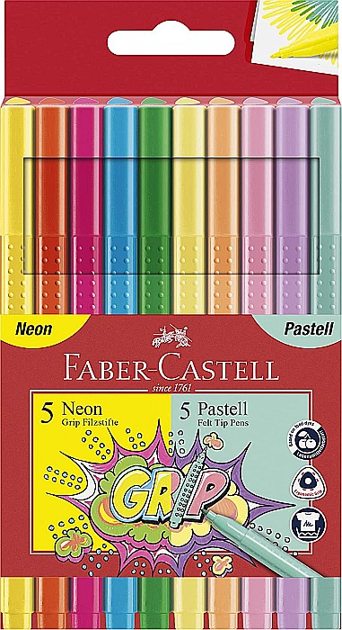 LEC CARIOCI FABER-CASTELL GRIP PASTEL SI NEON 10/SET FC155312 [1]