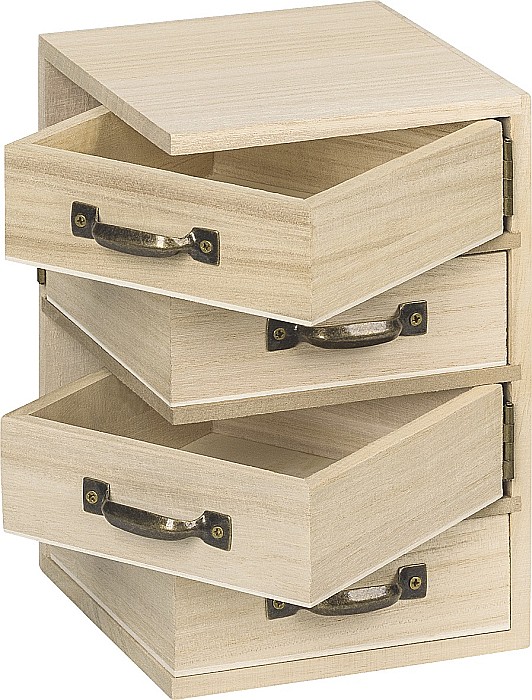 KP CASETA BIJUTERII MINIATURALA  LEMN 4 SERTARE 12*12*18.5CM 8735250 [2]