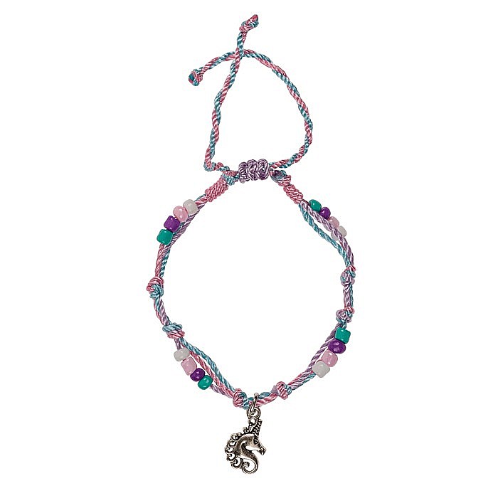 BLU BRATARA TEXTILA IN STICLUTA CU MARGELE STICLA SI PANDANTIV METALIC UNICORN 76/0153 [4]