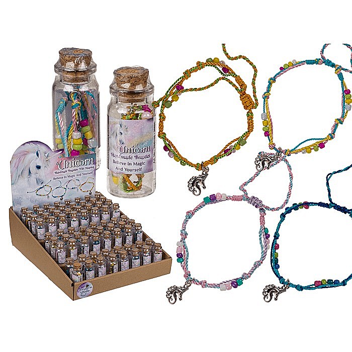 BLU BRATARA TEXTILA IN STICLUTA CU MARGELE STICLA SI PANDANTIV METALIC UNICORN 76/0153 [5]