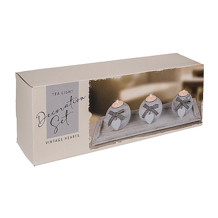 BLU SUPORT LUMANARI DIN LEMN 40*14CM CU TAVITA SI 3 GLOBURI 350125 [3]