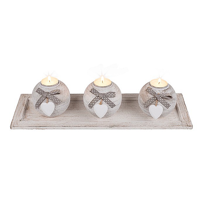 BLU SUPORT LUMANARI DIN LEMN 40*14CM CU TAVITA SI 3 GLOBURI 350125 [5]