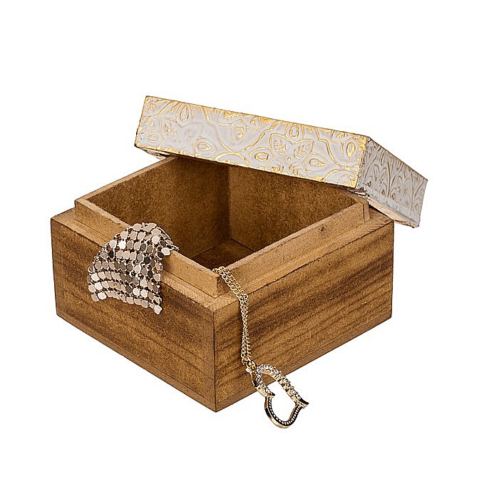 BLU CUTIE DE BIJUTERII DIN LEMN 2/SET 10*10CM -7.5*7.5CM DECOR AURIU 230172 [4]