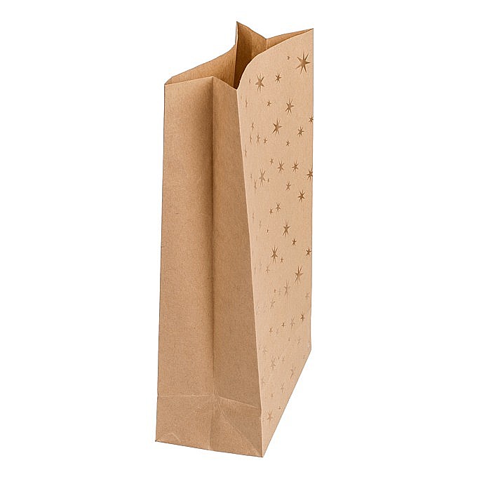 BLU SACOSA CADOU 20*12*6CM KRAFT ARTIZANALA 12/SET STARS, CU SFOARA DE IUTA SI ETICHETA 180756 [5]