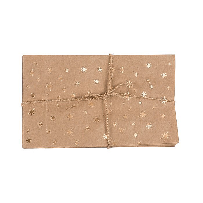 BLU SACOSA CADOU 20*12*6CM KRAFT ARTIZANALA 12/SET STARS, CU SFOARA DE IUTA SI ETICHETA 180756 [8]