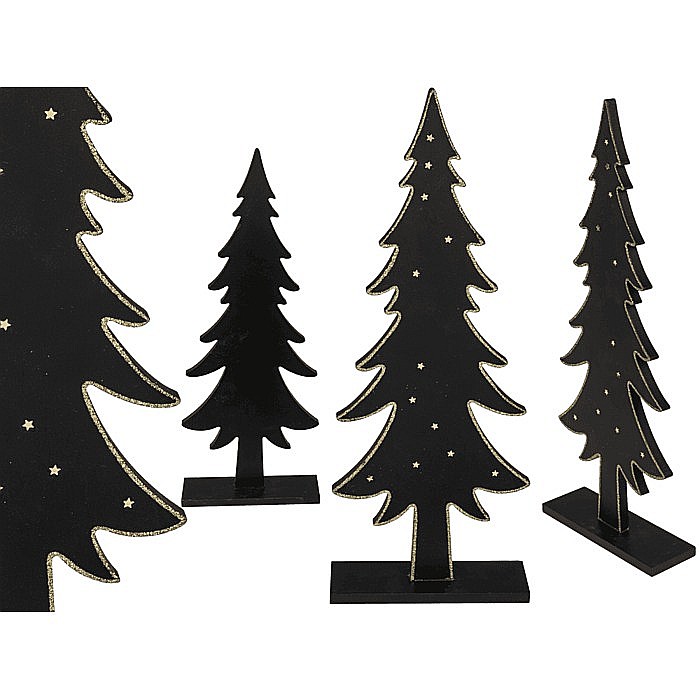 BLU BRAD DECOR 15*5*38CM DIN LEMN NEGRU CU STELUTE AURII 960428 [1]