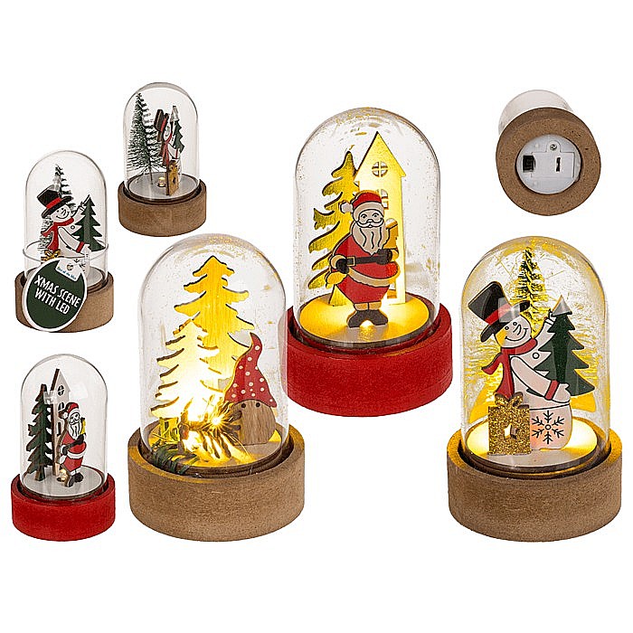 BLU DECORATIUNE LUMINOASA CRACIUN 8CM CU CUPOLA DE STICLA 160066 [1]