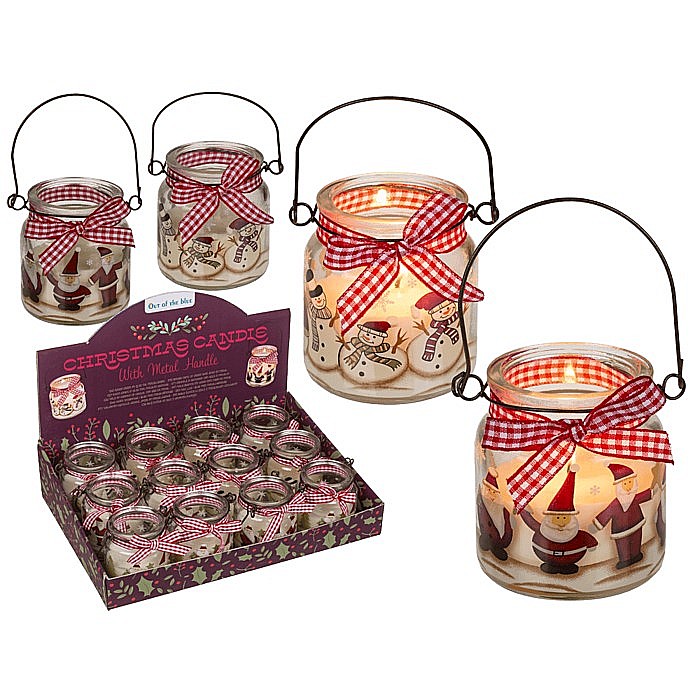 BLU SUPORT LUMANARE DIN STICLA 6*6.5CM CU MANER METALIC, COUNTRY CHRISTMAS 945044 [1]