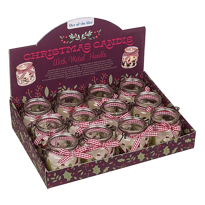 BLU SUPORT LUMANARE DIN STICLA 6*6.5CM CU MANER METALIC, COUNTRY CHRISTMAS 945044 [3]