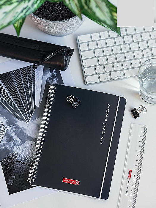 BR AGENDA SCOLARA SPIRA A5 PP DATATA ZILNIC 2024-2025 CU ELASTIC PLAIN BLACK 72055125 [2]