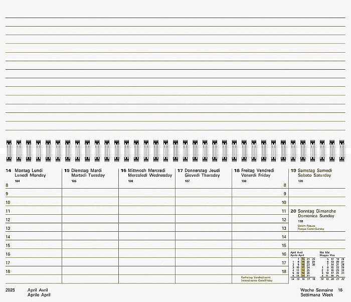 BR CALENDAR BIROU SAPTAMANAL 2025 28.5*12CM SPIRA NEGRU 87060905 [2]