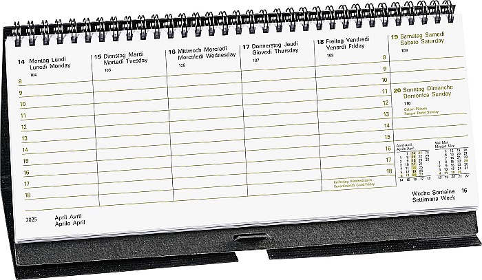 BR CALENDAR BIROU SAPTAMANAL 2025 28.5*12CM SPIRA NEGRU 87060905 [4]