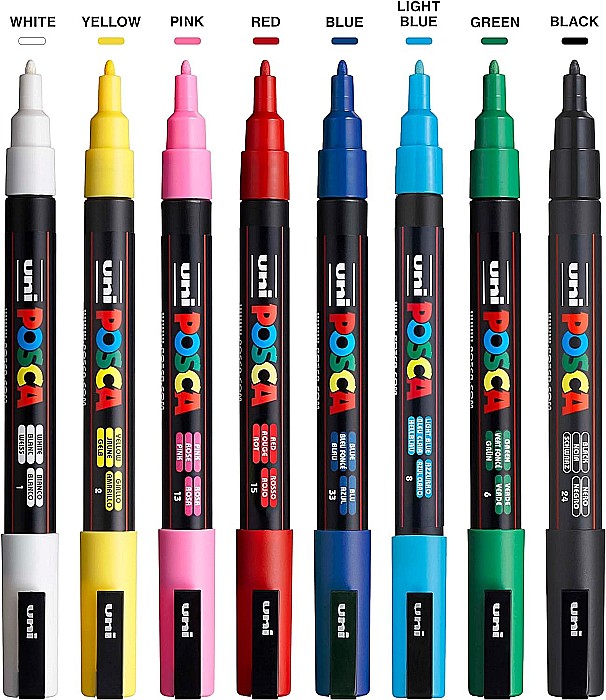 MARKER UNI POSCA PC-3M 0.9-1.3MM BASIC 8 CULORI/SET 38190 [2]