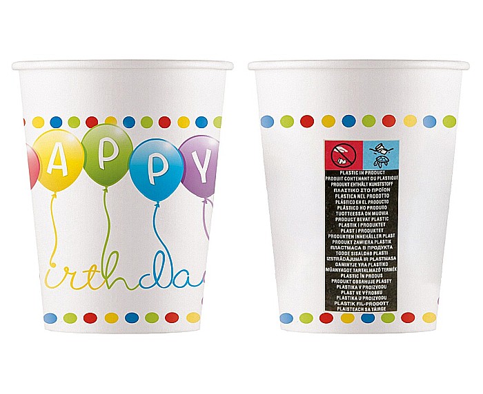 GOD PAHARE CARTON WM Happy Birthady Streamers , 200ml 8/set 93461 [2]