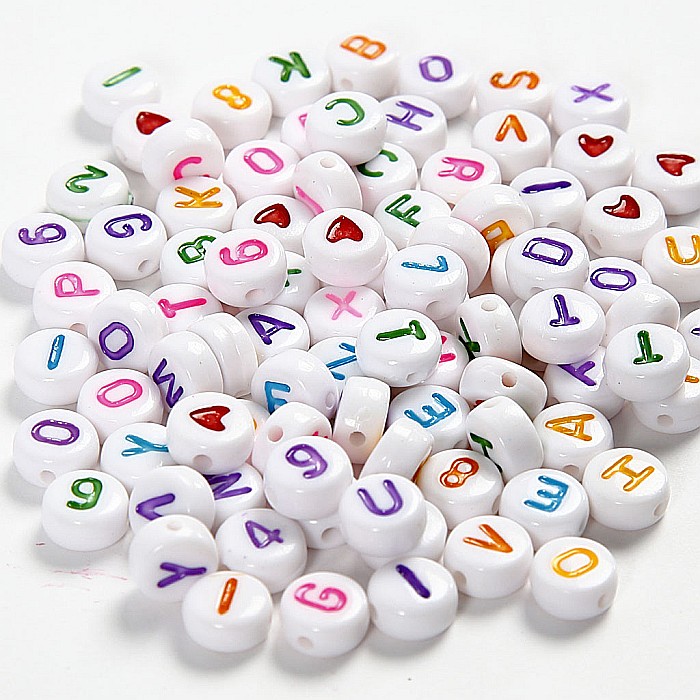 CC MARGELE PLASTIC CU LITERE 7 MM 200/SET ALBE 699070 [1]