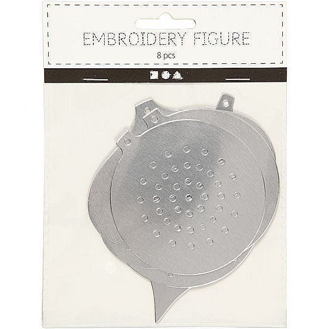 CC ORNAMENTE CRACIUN PT BRODAT, ARGINTII, 8.5- 12 CM, HOLE SIZE 3 MM, 8/SET 219612 [2]