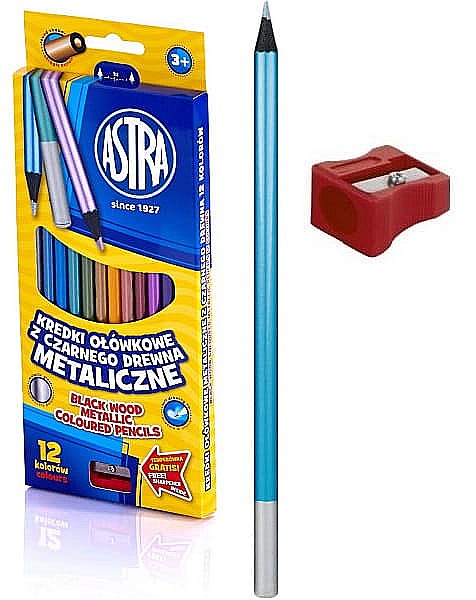 AS SET 12 CREIOANE COLORATE METALIZATE LEMN NEGRU ASTRA SI ASCUTITOARE 312114002 [3]