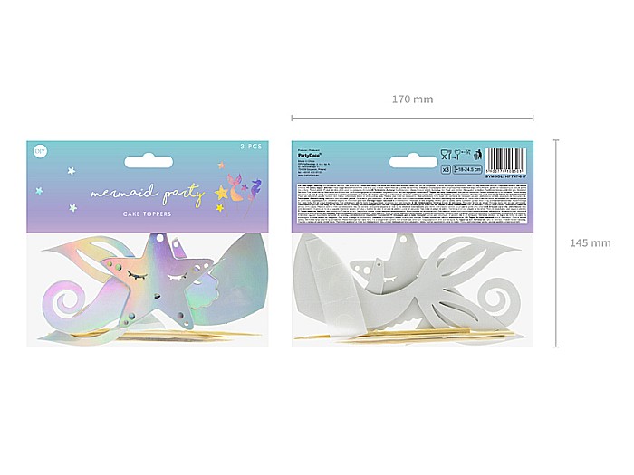 PD DECORATIUNI PENTRU TORT Mermaid, iridescent, 24.5cm 3/set KPT47-017 [8]