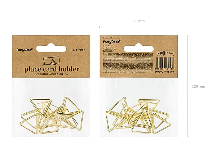 PD SUPORT NUMERE MASA, Place card holders Triangles, gold, 2.3 cm 10/SET PCH3-2-019 [5]