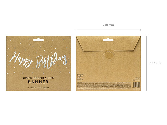 PD BANNER Happy Birthday, silver, 16.5 x 62 cm GRL75-018M [7]