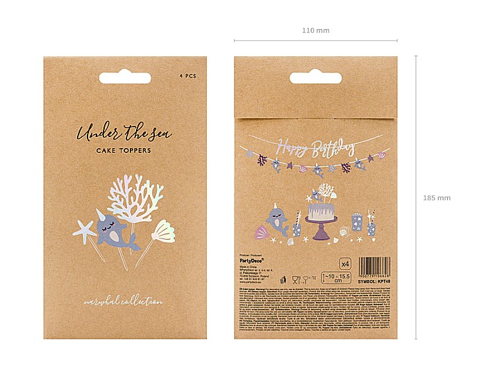 PD DECORATIUNI PENTRU TORT Toppers Narwhal, mix, 10 x 15.5cm 4/SET KPT48 [5]
