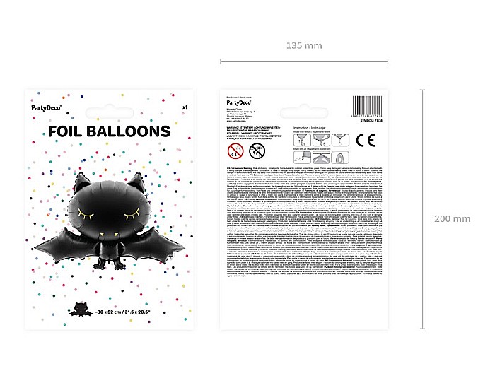 PD BALON FOLIE ALUMINIU Bat, 80x52cm, black with gold print FB38 [4]