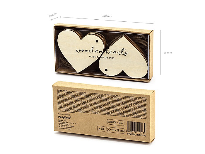PD ACCESORII DIN LEMN, Wooden place cards Hearts, 6x5cm 10/SET WS1-100 [6]
