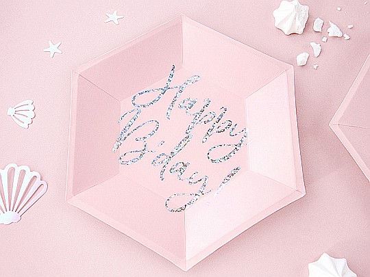 PD FARFURII CARTON Happy B'day!, light powder pink, 20cm 6/set TPP63-081PJ [3]