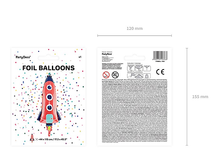 PD BALON FOLIE ALUMINIU Rocket, 44x115cm, mix FB61 [3]