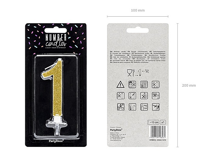 PD LUMANARI TORT Number 1, gold, 10cm SCU4-1-019 [2]