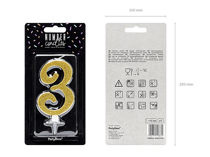 PD LUMANARI TORT Number 3, gold, 10cm SCU4-3-019 [2]