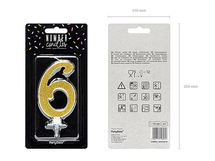 PD LUMANARI TORT Number 6, gold, 10cm SCU4-6-019 [2]