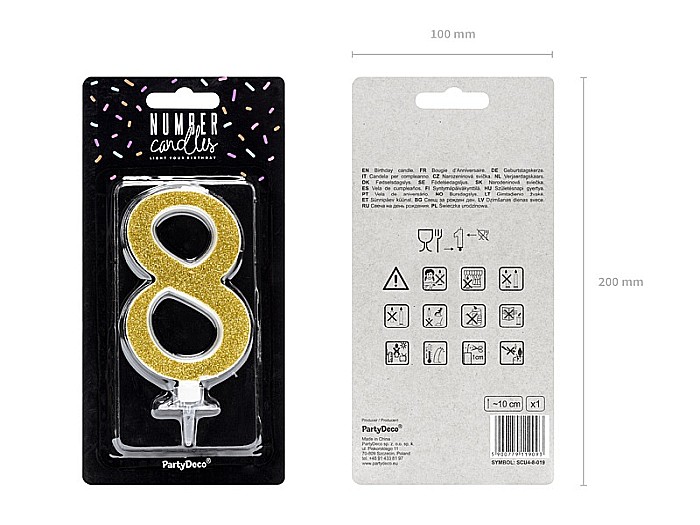 PD LUMANARI TORT Number 8, gold, 10cm SCU4-8-019 [2]