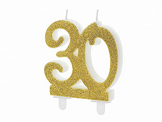 PD LUMANARE TORT Birthday candle, Number 30, gold, 7.5cm SCU5-30-019 [2]