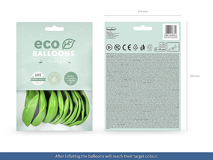 PD BALOANE Eco Balloons 26cm, metallic green apple 10/SET ECO26M-102J-10 [2]