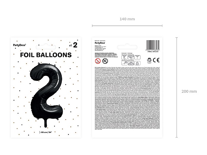 PD BALON FOLIE ALUMINIU Number "2", 86cm, black FB1M-2-010 [3]