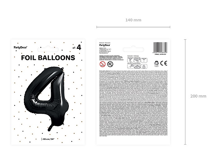 PD BALON FOLIE ALUMINIU Number "4", 86cm, black FB1M-4-010 [3]