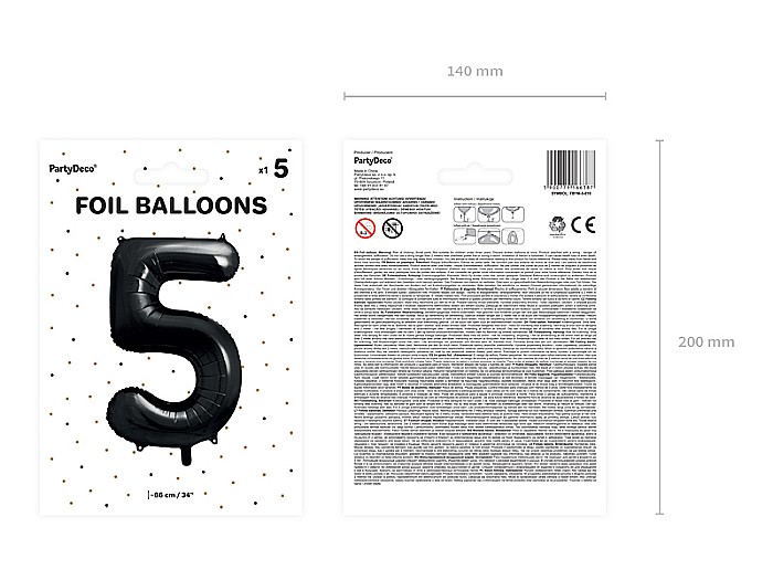PD BALON FOLIE ALUMINIU Number "5", 86cm, black FB1M-5-010 [3]