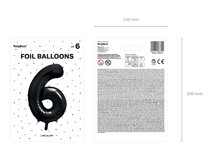 PD BALON FOLIE ALUMINIU Number "6", 86cm, black FB1M-6-010 [3]