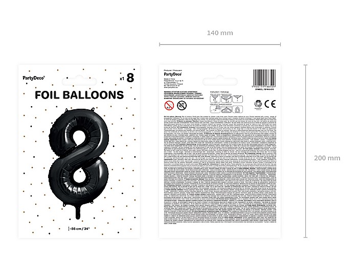 PD BALON FOLIE ALUMINIU Number "8", 86cm, black FB1M-8-010 [3]