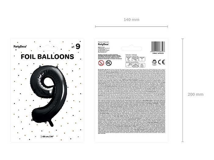 PD BALON FOLIE ALUMINIU Number "9", 86cm, black FB1M-9-010 [3]