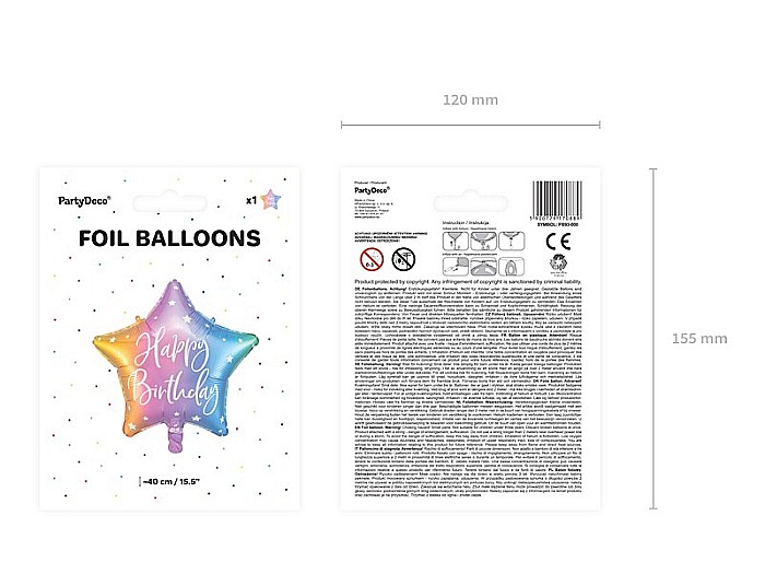 PD BALON FOLIE ALUMINIU Happy Birthday, 40cm, mix FB93-000 [2]