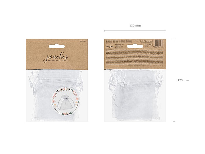PD SAC ORGANZA, Organza pouches white, 10cm 10/SET WRG5-008-10 [2]