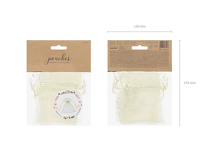 PD SAC ORGANZA, Organza pouches, cream, 10cm 10/SET WRG-079-10 [2]