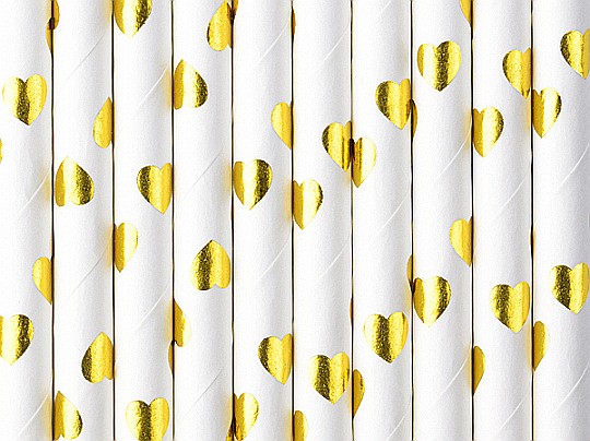 PD PAIE DIN HARTIE PENTRU BAUTURI hearts gold, 19.5cm 10/set SPP7M-019 [1]