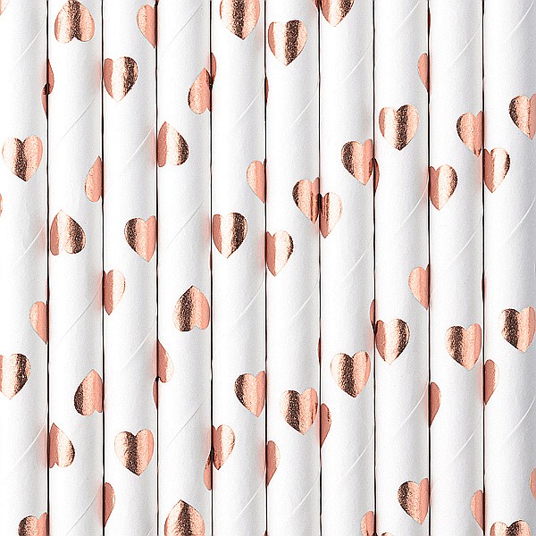 PD PAIE DIN HARTIE PENTRU BAUTURI hearts light rose gold, 19.5cm 10/set SPP7M-019RJ [1]