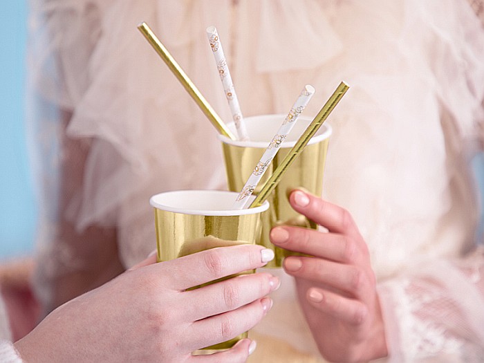 PD PAIE DIN HARTIE PENTRU BAUTURI metallic gold daisies, 19.5cm 10/set SPP14M-019 [3]