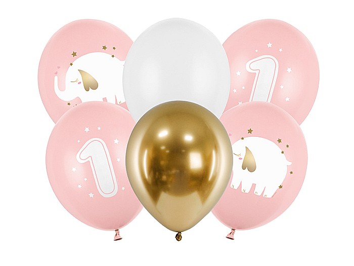 PD BALOANE Balloons 30 cm, One year, Pastel Pale Pink 6/set SB14P-322-081J-6 [1]