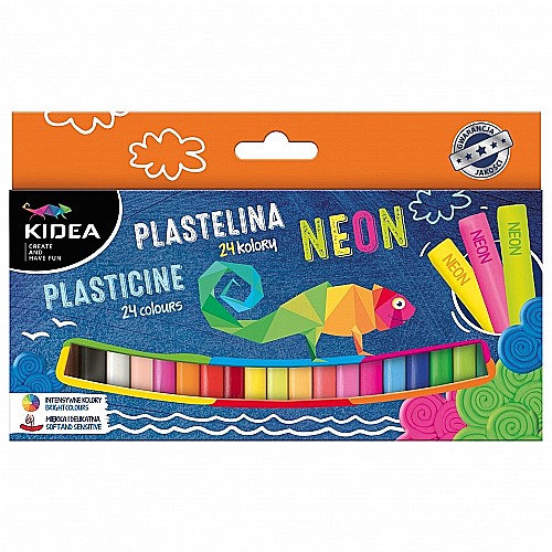 DE PLASTILINA 200GR 24 CULORI KIDEA NEON PMIX24KA [1]